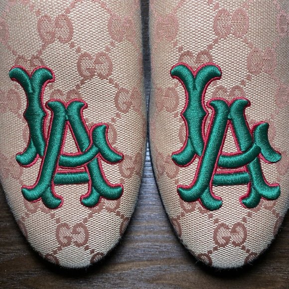 GUCCI Mens \'Flamel\' LA Dodgers GG Signature Slipper Loafers Size 39 $950 main image 6